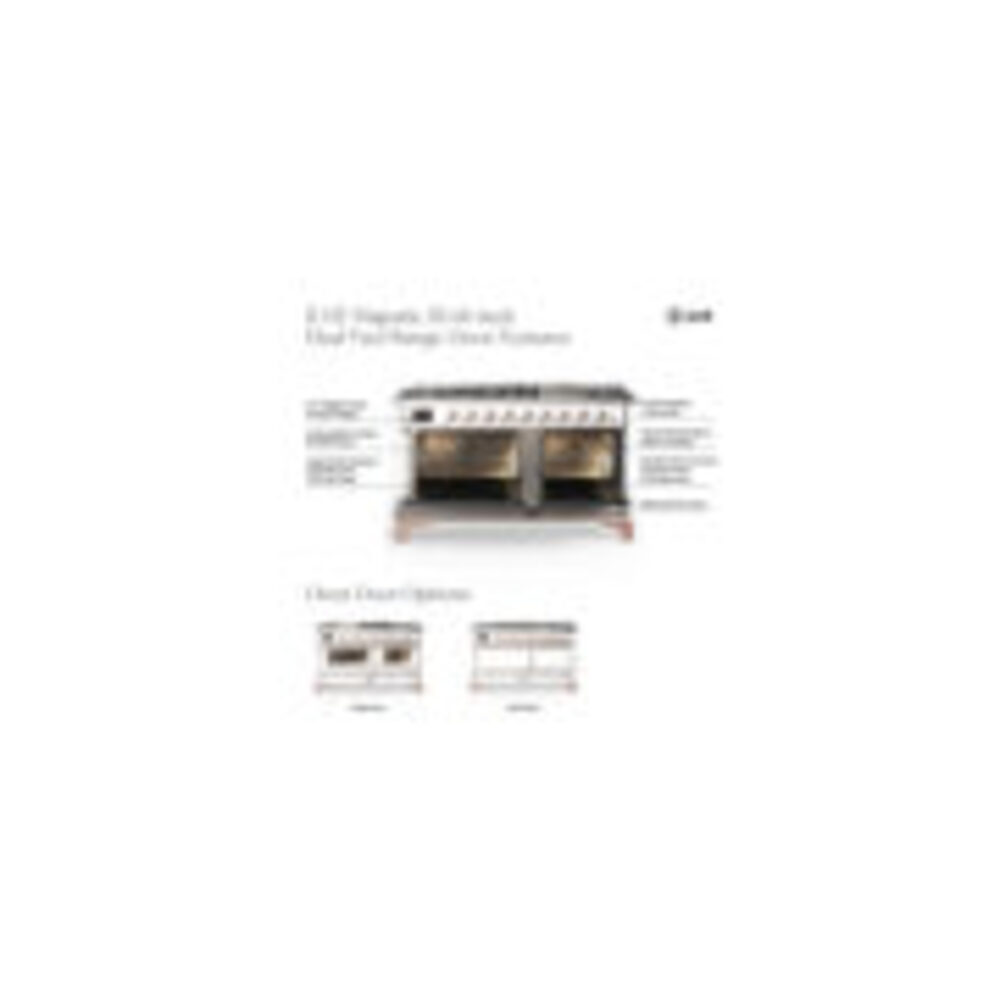 ILVE UM60FS Majestic III 60 inch Dual Fuel Range with 7 Burners, Griddle and French Top, Dual Function Burner with up to 25,000 BTU