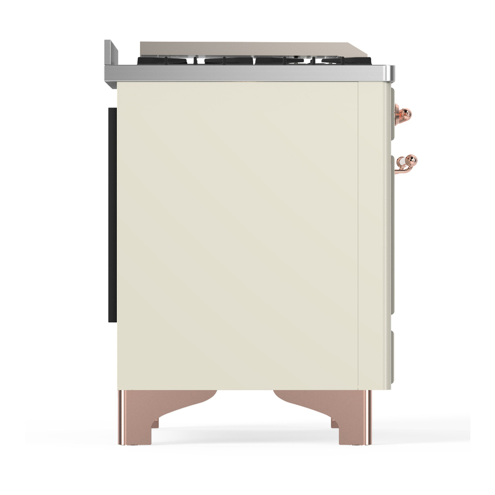 ILVE UM60FSQNR3AWP Majestic III 60 inch Dual Fuel Range with 7 Burners, Griddle and French Top, Dual Function Burner with up to 25,000 BTU (Natural Gas, Solid Door, Antique White, Copper) 8 ILVE-UM60FSQNR3AWP-Right Side View