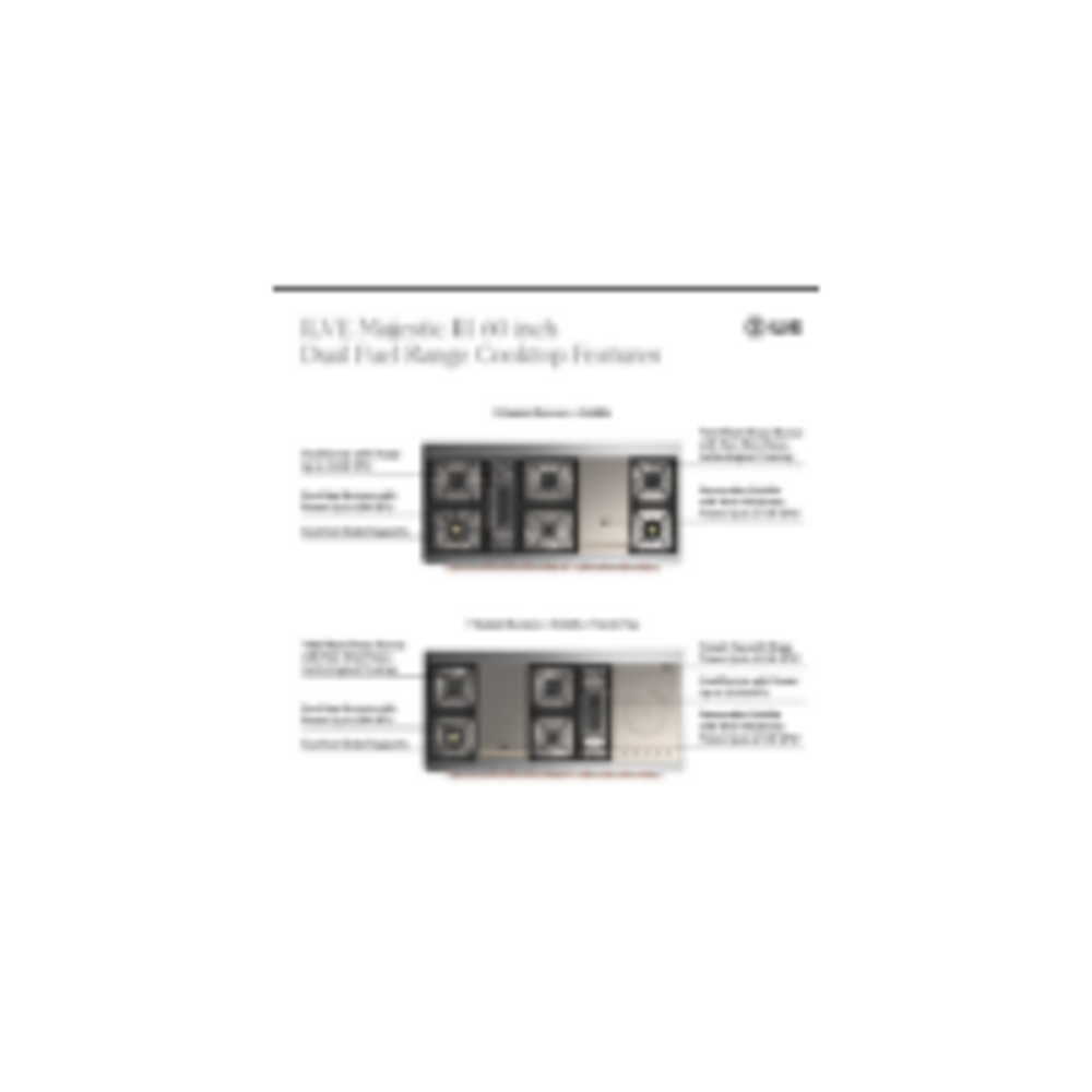 ILVE UM60FS Majestic III 60 inch Dual Fuel Range with 7 Burners, Griddle and French Top, Dual Function Burner with up to 25,000 BTU