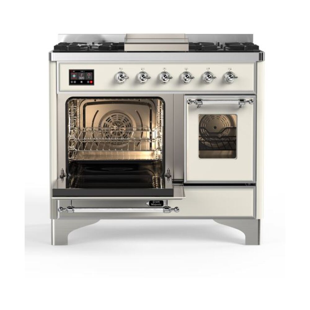 ILVE_UMD10FDNS3AWCLP_Majestic_II_40"_Dual_Fuel_Range_Top_Angle