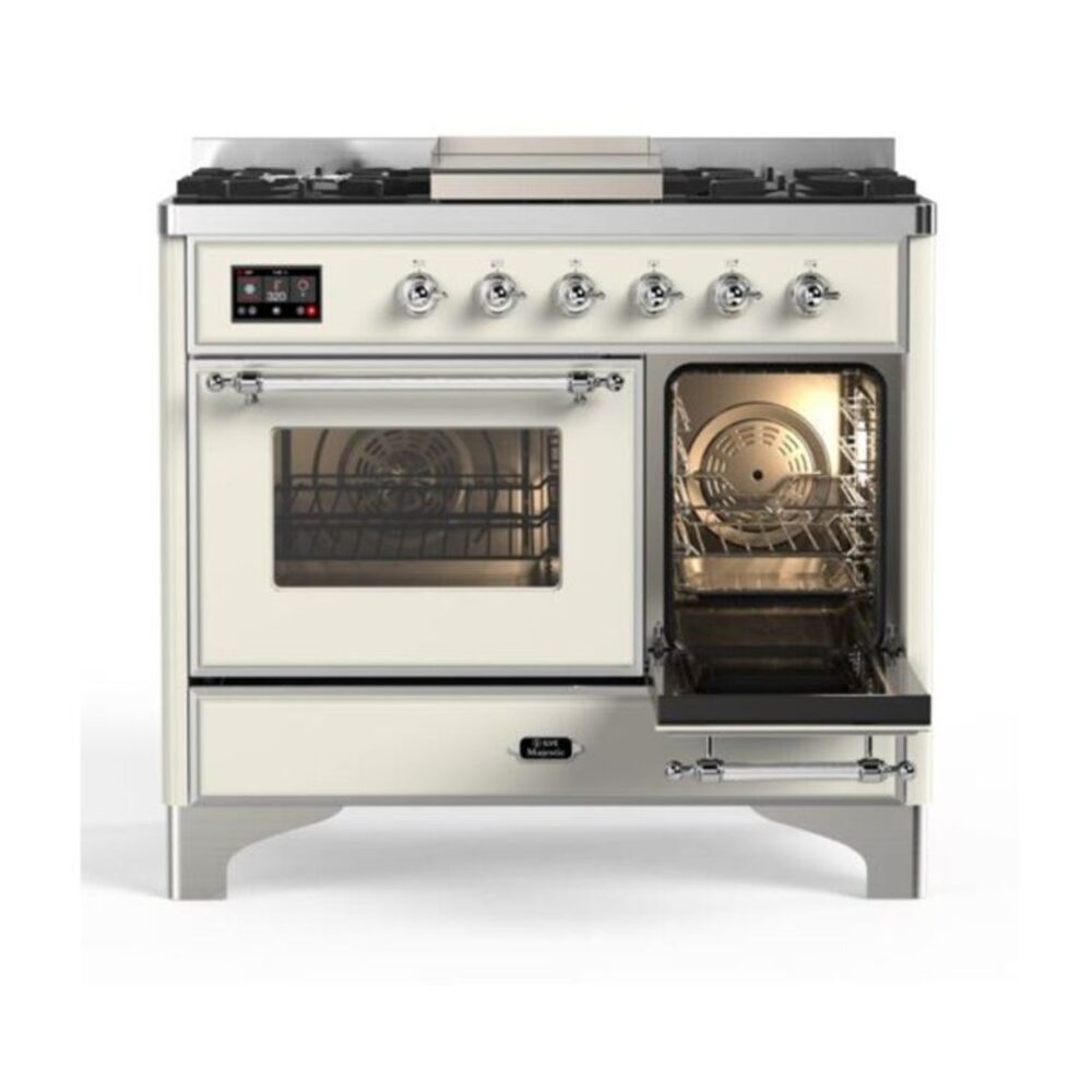ILVE_UMD10FDNS3AWCLP_Majestic_II_40"_Dual_Fuel_Range_Left_Angle