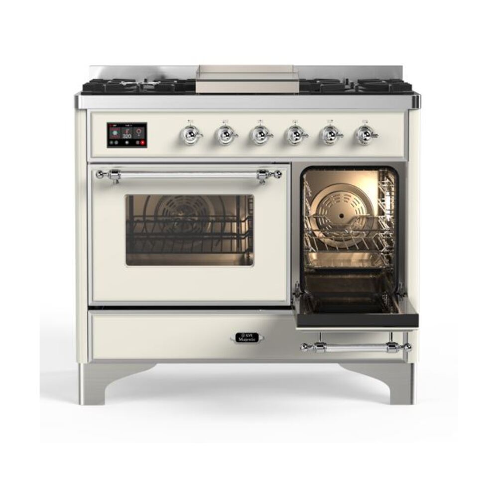 ILVE_UMD10FDNS3AWCLP_Majestic_II_40"_Dual_Fuel_Range_Left_Angle