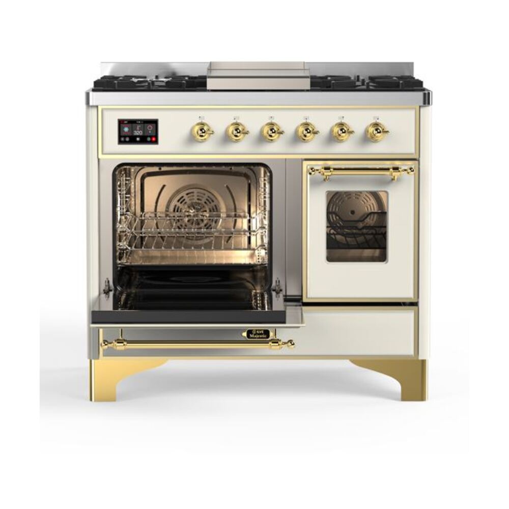 ILVE_UMD10FDNS3AWGLP_Majestic_II_40"_Dual_Fuel_Range_Top_Angle