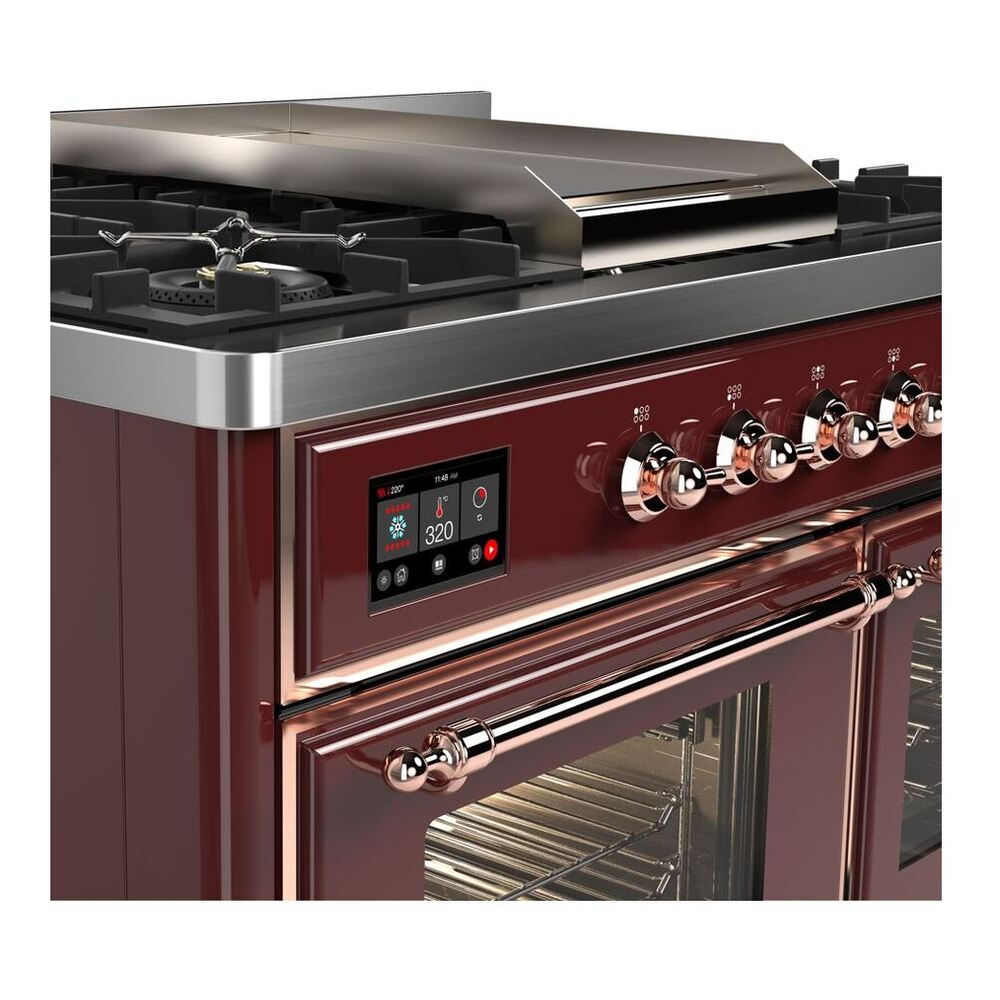 ILVE UMD10FDNS3BUP Majestic II 40 inch Dual Fuel Range with 6 Burners, Griddle (Natural Gas, Triple Glass Door, Burgundy, Copper) 5 ILVE UMD10F Majestic II 40 inch Dual Fuel Range with 6 Burners, Griddle