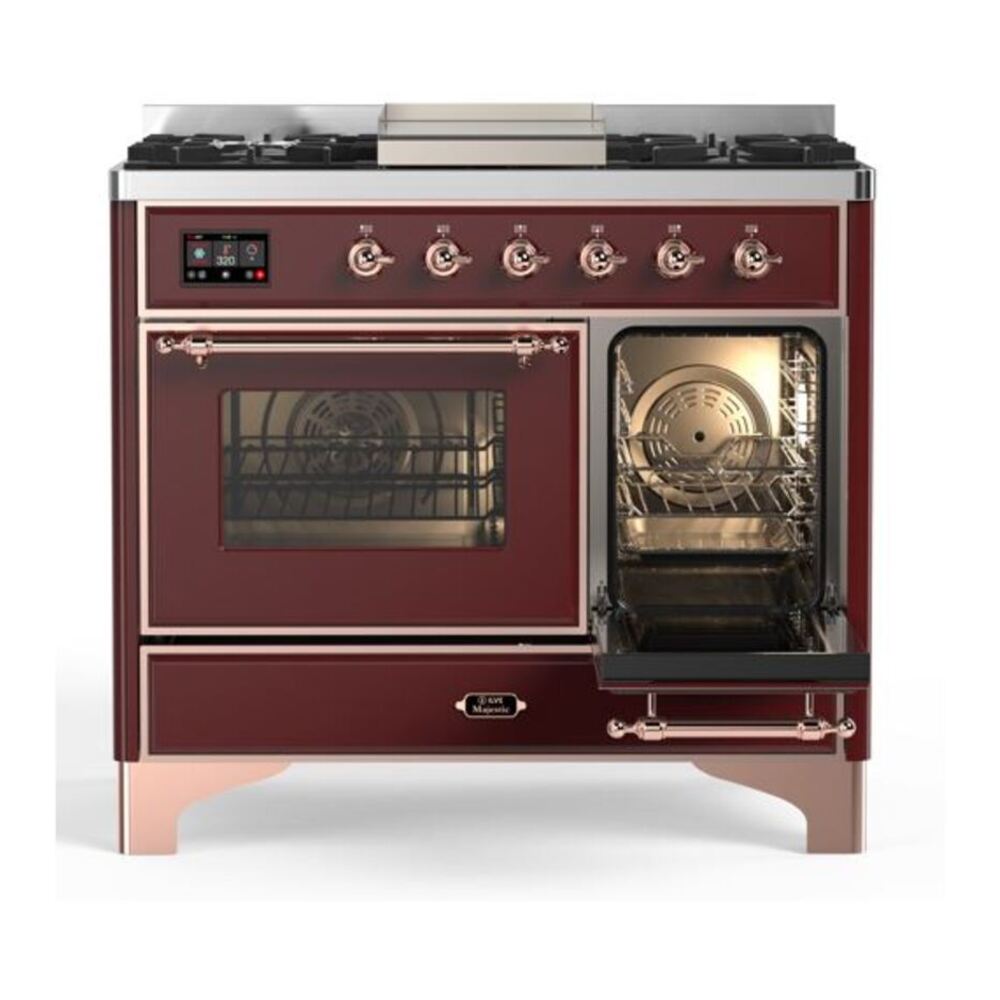 ILVE UMD10FDNS3BUP Majestic II 40 inch Dual Fuel Range with 6 Burners, Griddle (Natural Gas, Triple Glass Door, Burgundy, Copper) 8 ILVE UMD10F Majestic II 40 inch Dual Fuel Range with 6 Burners, Griddle