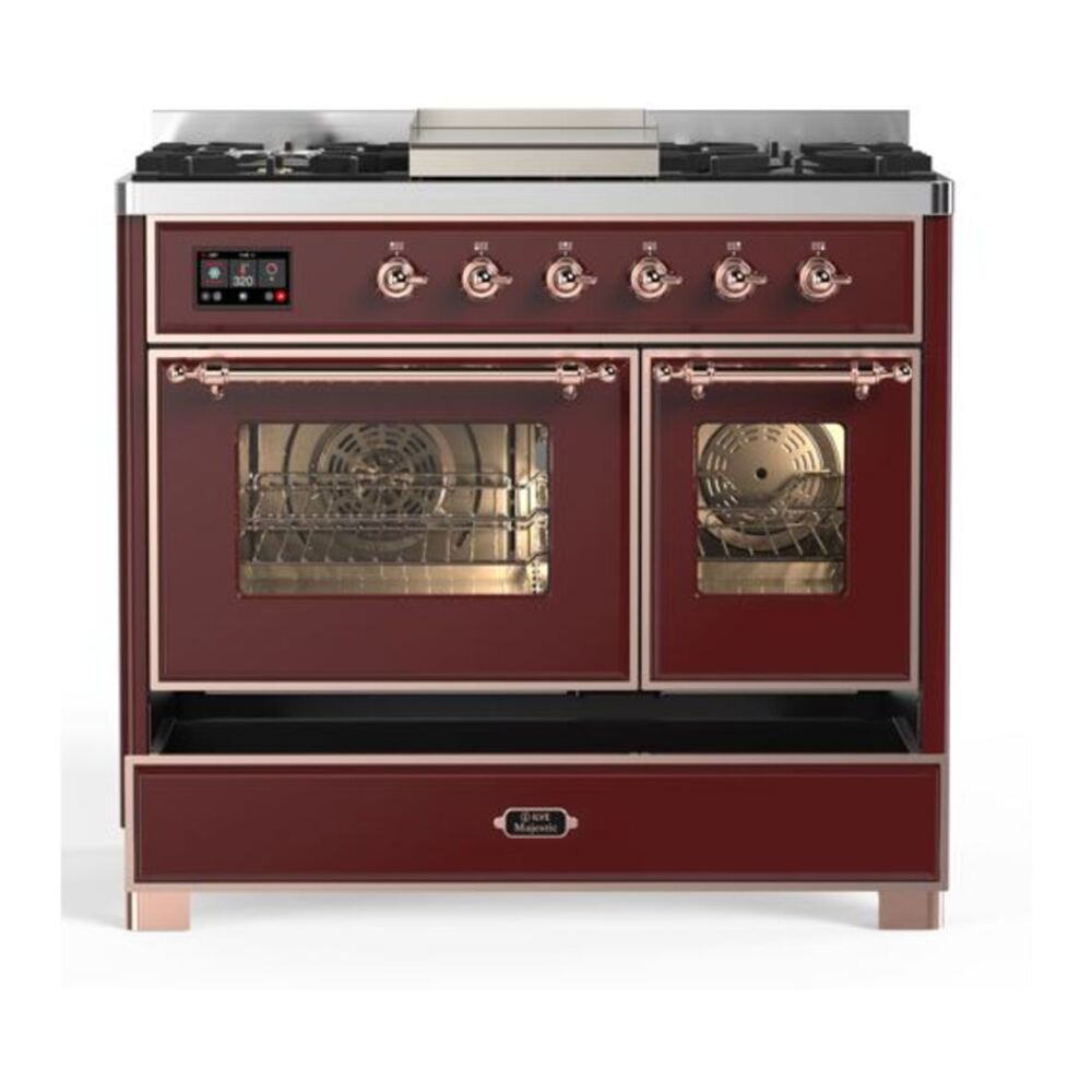 ILVE UMD10FDNS3BUP Majestic II 40 inch Dual Fuel Range with 6 Burners, Griddle (Natural Gas, Triple Glass Door, Burgundy, Copper) 9 ILVE UMD10F Majestic II 40 inch Dual Fuel Range with 6 Burners, Griddle