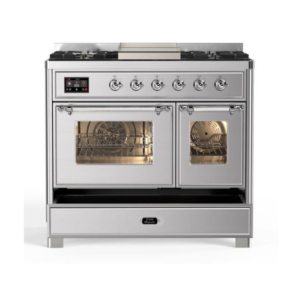ILVE UMD10F Majestic II 40 inch Dual Fuel Range with 6 Burners, Griddle
