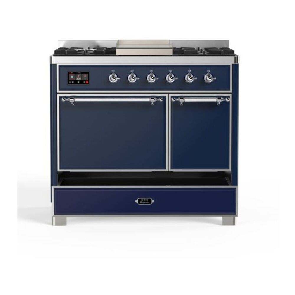 ILVE UMD10FDQNS3MBCLP Majestic II 40 inch Dual Fuel Range with 6 Burners, Griddle (Liquid Propane, Solid Door, Midnight Blue, Chrome) 9 ILVE UMD10F Majestic II 40 inch Dual Fuel Range with 6 Burners, Griddle