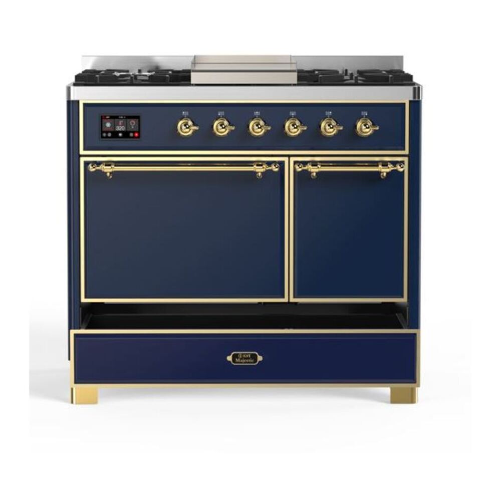 ILVE UMD10FDQNS3MBG Majestic II 40 inch Dual Fuel Range with 6 Burners, Griddle (Natural Gas, Solid Door, Midnight Blue, Brass) 9 ILVE UMD10F Majestic II 40 inch Dual Fuel Range with 6 Burners, Griddle