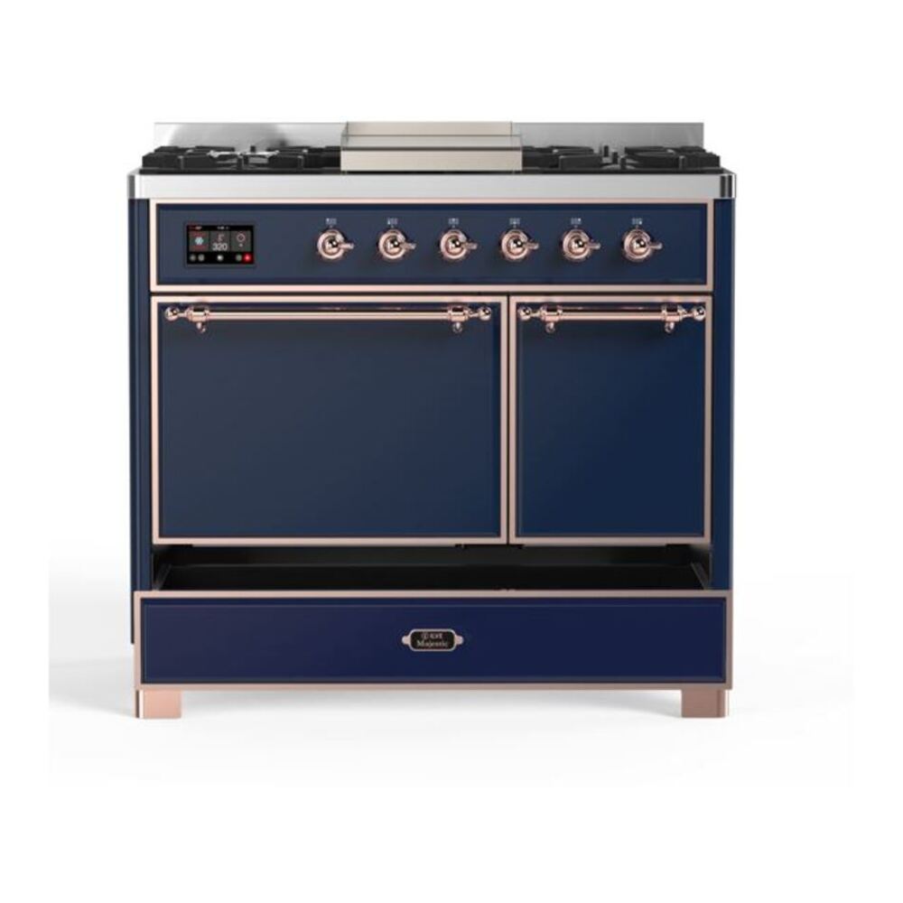 ILVE UMD10FDQNS3MBP Majestic II 40 inch Dual Fuel Range with 6 Burners, Griddle (Natural Gas, Solid Door, Midnight Blue, Copper) 9 ILVE UMD10F Majestic II 40 inch Dual Fuel Range with 6 Burners, Griddle