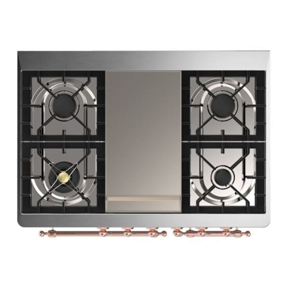 ILVE UMD10FDQNS3MBP Majestic II 40 inch Dual Fuel Range with 6 Burners, Griddle (Natural Gas, Solid Door, Midnight Blue, Copper) 12 ILVE UMD10F Majestic II 40 inch Dual Fuel Range with 6 Burners, Griddle