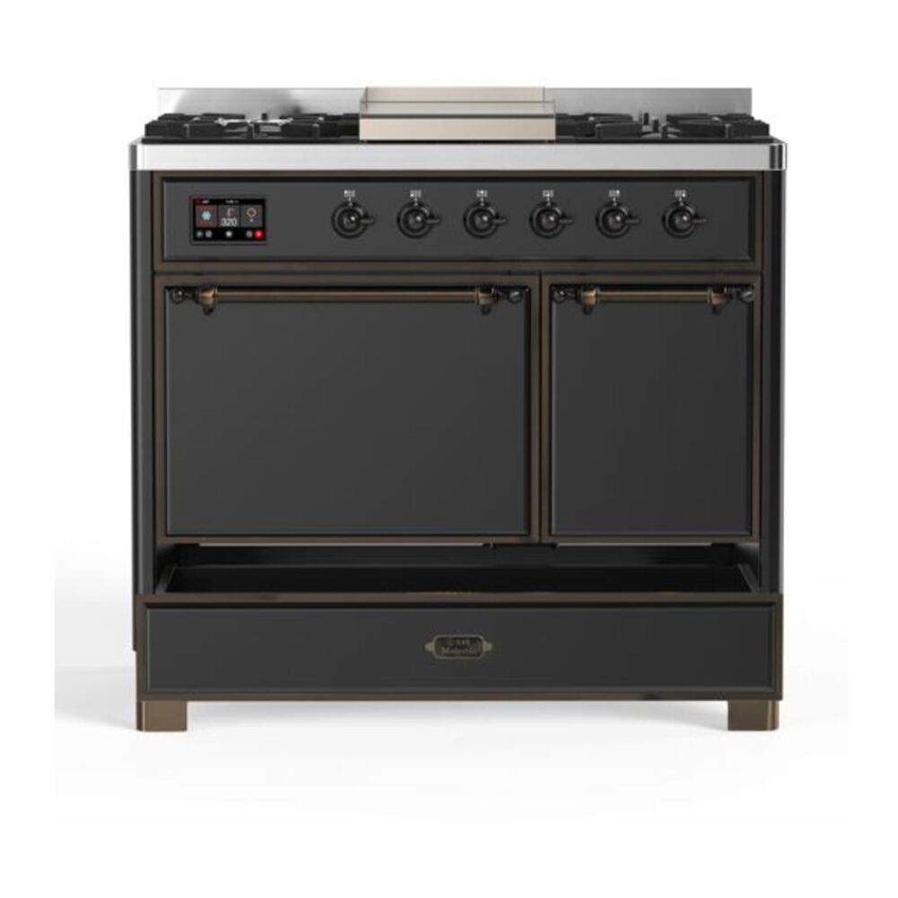 ILVE UMD10FDQNS3MGB Majestic II 40 inch Dual Fuel Range with 6 Burners, Griddle (Natural Gas, Solid Door, Graphite Matte, Burnished) 9 ILVE UMD10F Majestic II 40 inch Dual Fuel Range with 6 Burners, Griddle