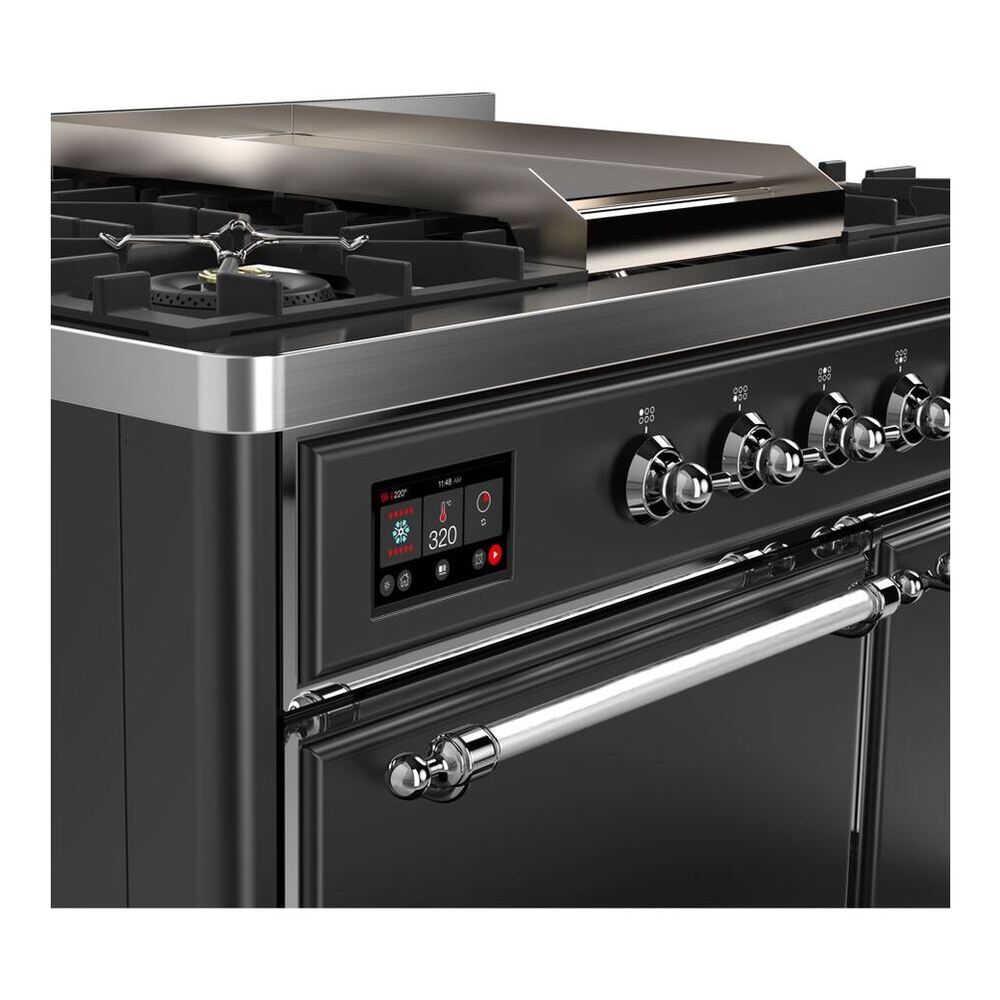 ILVE UMD10FDQNS3MGC Majestic II 40 inch Dual Fuel Range with 6 Burners, Griddle (Natural Gas, Solid Door, Graphite Matte, Chrome) 5 ILVE_UMD10FDQNS3MGC_Majestic_II_40_Dual_Fuel_Range_Front_View