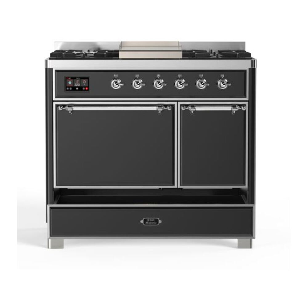ILVE UMD10FDQNS3MGC Majestic II 40 inch Dual Fuel Range with 6 Burners, Griddle (Natural Gas, Solid Door, Graphite Matte, Chrome) 9 ILVE UMD10F Majestic II 40 inch Dual Fuel Range with 6 Burners, Griddle