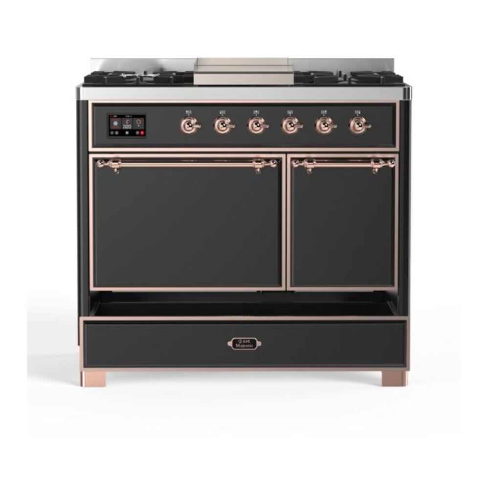 ILVE UMD10FDQNS3MGPLP Majestic II 40 inch Dual Fuel Range with 6 Burners, Griddle (Liquid Propane, Solid Door, Graphite Matte, Copper) 9 ILVE UMD10F Majestic II 40 inch Dual Fuel Range with 6 Burners, Griddle