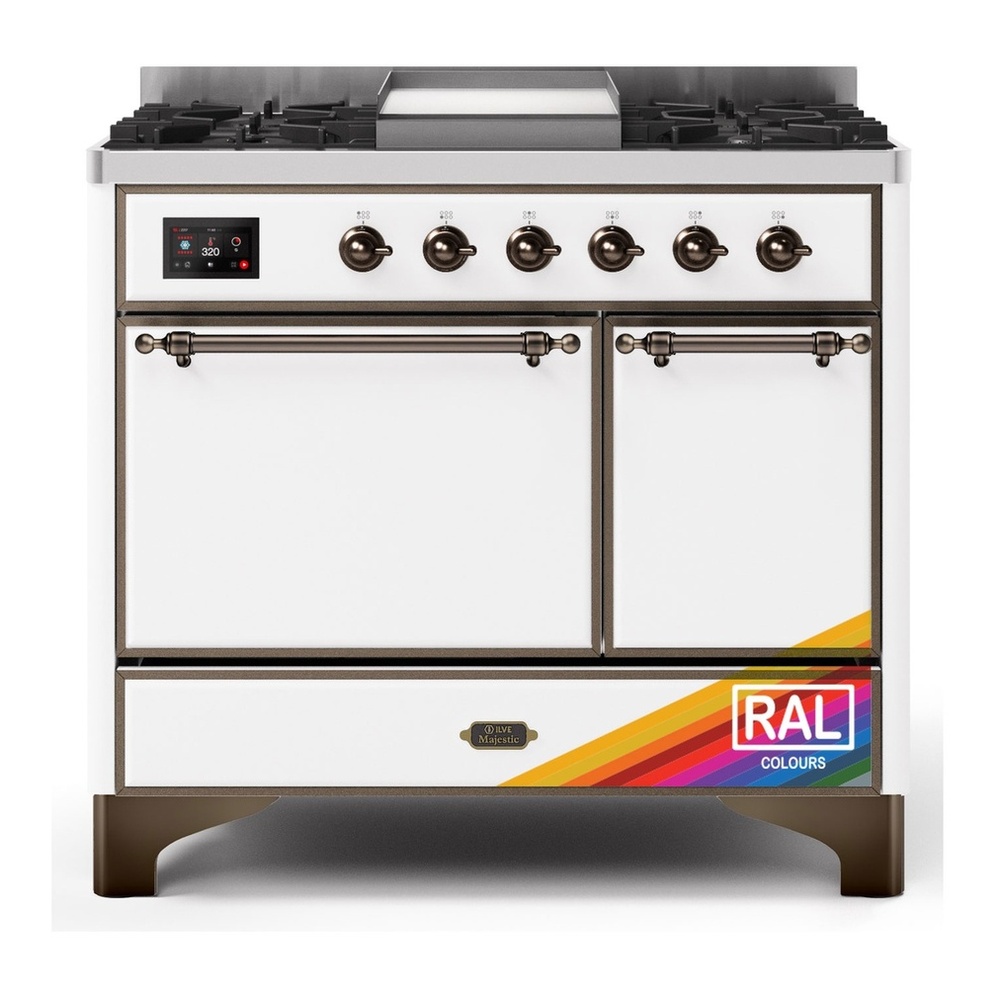 ILVE UMD10FDQNS3RABLP Majestic II 40 inch Dual Fuel Range with 6 Burners, Griddle (Liquid Propane, Solid Door, RAL, Burnished) 1 UMD10FDQNS3RABLP