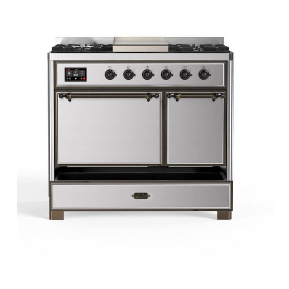 ILVE UMD10FDQNS3SSBLP Majestic II 40 inch Dual Fuel Range with 6 Burners, Griddle (Liquid Propane, Solid Door, Stainless Steel, Burnished) 9 ILVE UMD10F Majestic II 40 inch Dual Fuel Range with 6 Burners, Griddle