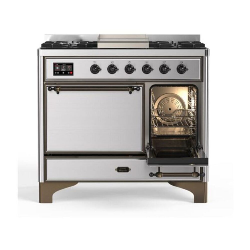 ILVE_UMD10FDQNS3SSB_Majestic_II_40"_Dual_Fuel_Range_Right_Angle
