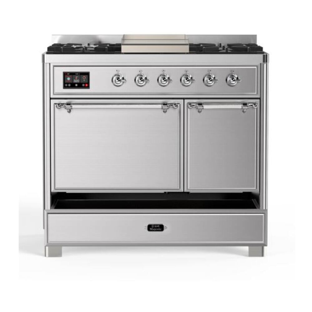 ILVE UMD10FDQNS3SSCLP Majestic II 40 inch Dual Fuel Range with 6 Burners, Griddle (Liquid Propane, Solid Door, Stainless Steel, Chrome) 9 ILVE UMD10F Majestic II 40 inch Dual Fuel Range with 6 Burners, Griddle