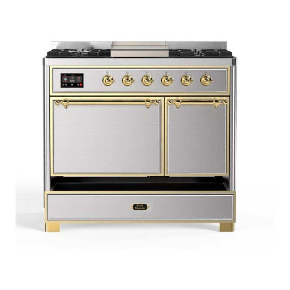 ILVE UMD10FDQNS3SSGLP Majestic II 40 inch Dual Fuel Range with 6 Burners, Griddle (Liquid Propane, Solid Door, Stainless Steel, Brass) 9 ILVE UMD10F Majestic II 40 inch Dual Fuel Range with 6 Burners, Griddle