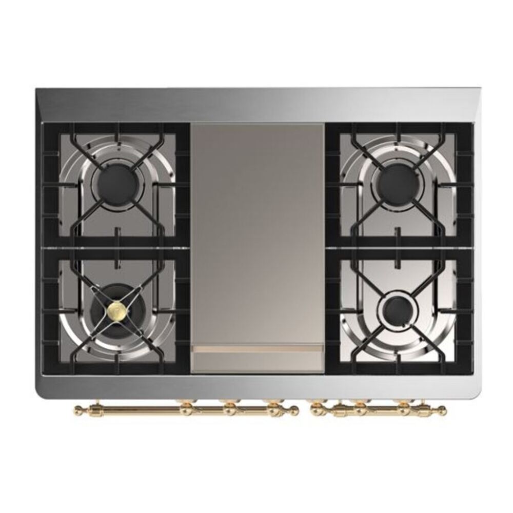 ILVE UMD10FDQNS3SSGLP Majestic II 40 inch Dual Fuel Range with 6 Burners, Griddle (Liquid Propane, Solid Door, Stainless Steel, Brass) 12 ILVE UMD10F Majestic II 40 inch Dual Fuel Range with 6 Burners, Griddle