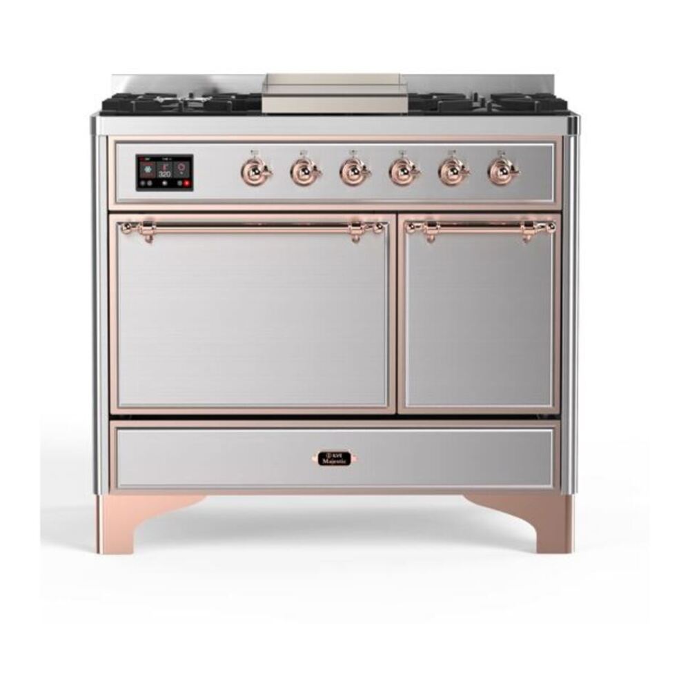 ILVE UMD10FDQNS3SSP Majestic II 40 inch Dual Fuel Range with 6 Burners, Griddle (Natural Gas, Solid Door, Stainless Steel, Copper) 1 UMD10FDQNS3SSP