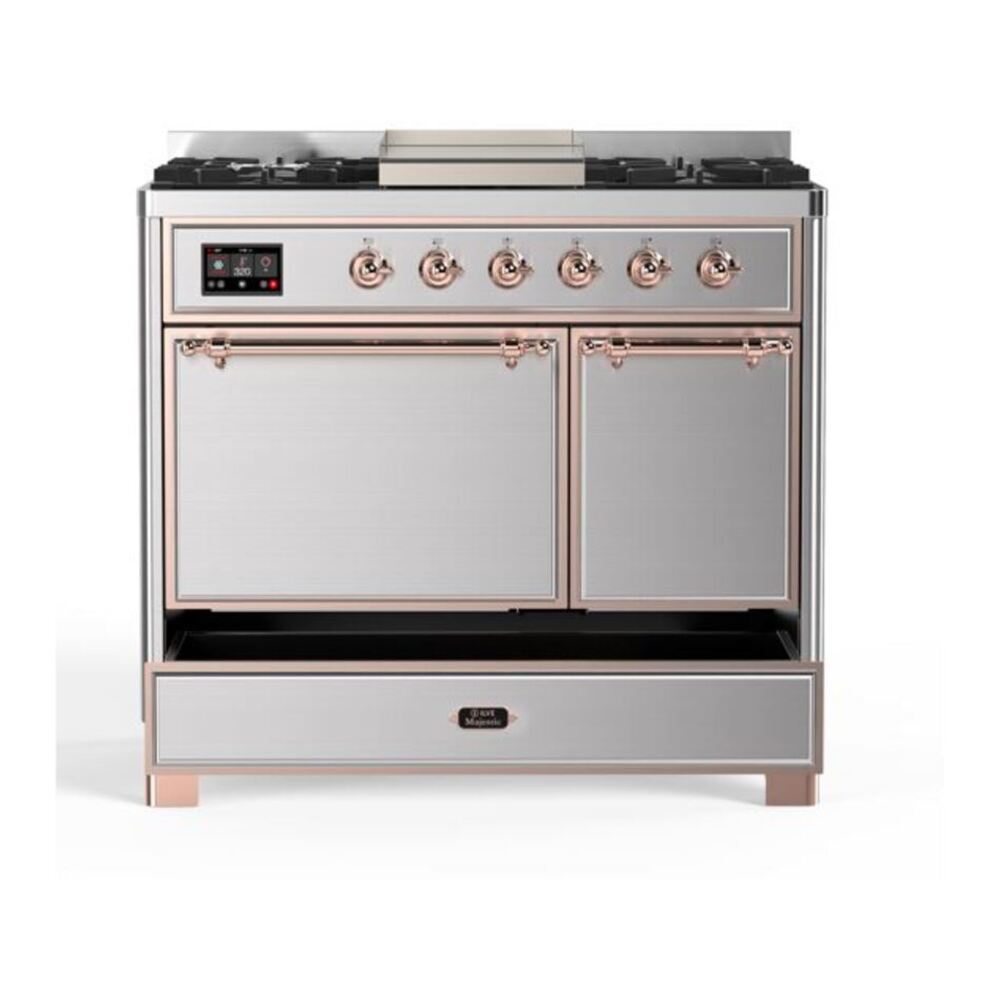 ILVE UMD10FDQNS3SSP Majestic II 40 inch Dual Fuel Range with 6 Burners, Griddle (Natural Gas, Solid Door, Stainless Steel, Copper) 9 ILVE UMD10F Majestic II 40 inch Dual Fuel Range with 6 Burners, Griddle
