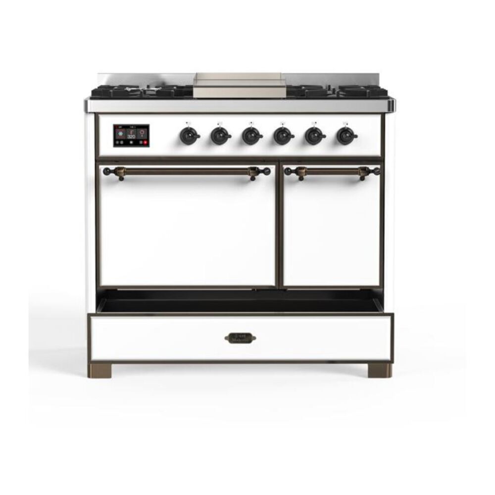ILVE UMD10FDQNS3WHB Majestic II 40 inch Dual Fuel Range with 6 Burners, Griddle (Natural Gas, Solid Door, White, Burnished) 9 ILVE UMD10F Majestic II 40 inch Dual Fuel Range with 6 Burners, Griddle