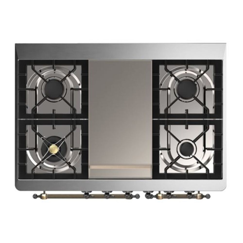 ILVE UMD10FDQNS3WHB Majestic II 40 inch Dual Fuel Range with 6 Burners, Griddle (Natural Gas, Solid Door, White, Burnished) 12 ILVE UMD10F Majestic II 40 inch Dual Fuel Range with 6 Burners, Griddle