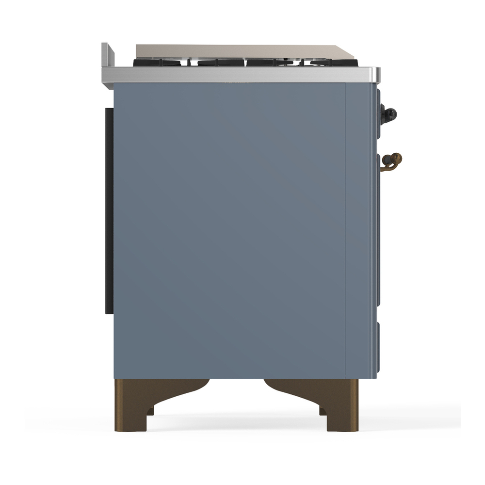 ILVE UMD40FNR3BGBLP Majestic III 40 inch Dual Fuel Range with 6 Burners and Griddle, Dual Function Burner up to 25,000 BTU (Liquid Propane, Triple Glass Door, Blue Grey, Burnished) 8 ILVE-UMD40FNR3BGBLP-Right Side View