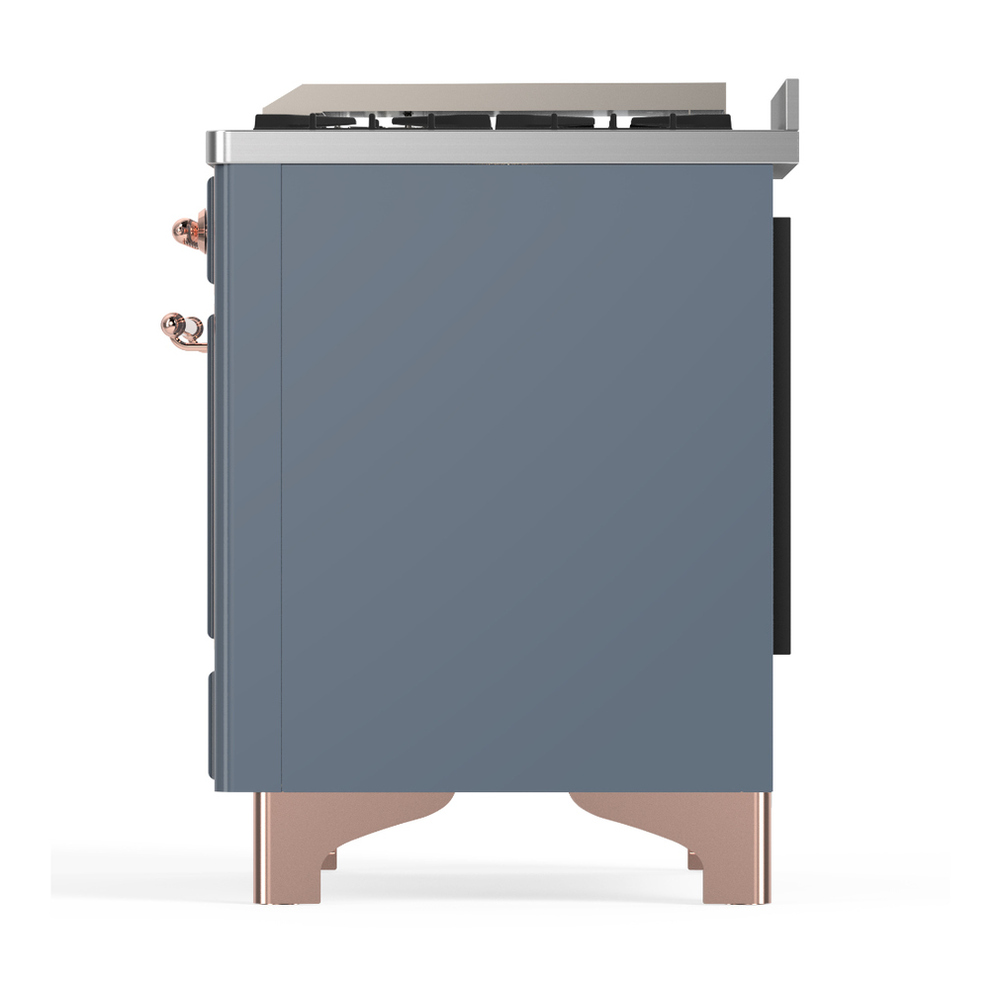 ILVE UMD40FNR3BGP Majestic III 40 inch Dual Fuel Range with 6 Burners and Griddle, Dual Function Burner up to 25,000 BTU (Natural Gas, Triple Glass Door, Blue Grey, Copper) 9 ILVE-UMD40FNR3BGP-Left Side View