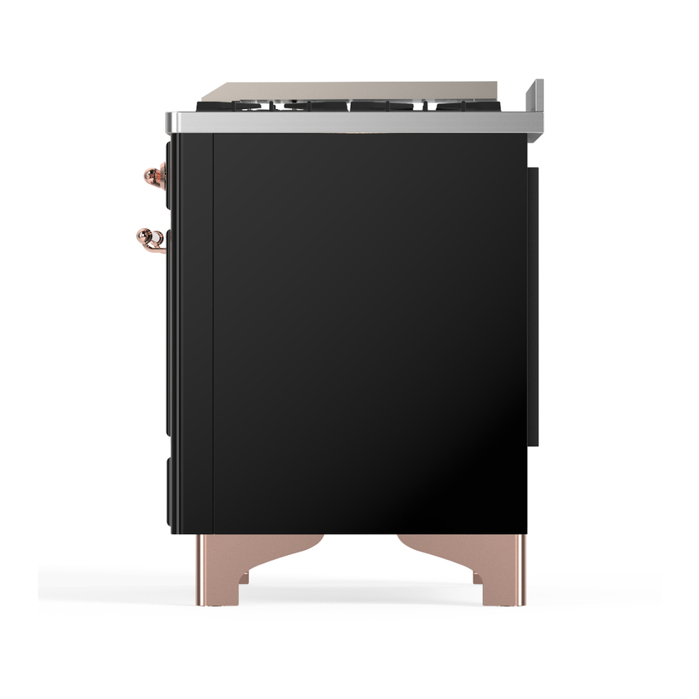 ILVE UMD40FNR3BKPLP Majestic III 40 inch Dual Fuel Range with 6 Burners and Griddle, Dual Function Burner up to 25,000 BTU (Liquid Propane, Triple Glass Door, Glossy Black, Copper) 9 ILVE-UMD40FNR3BKPLP-Left Side View