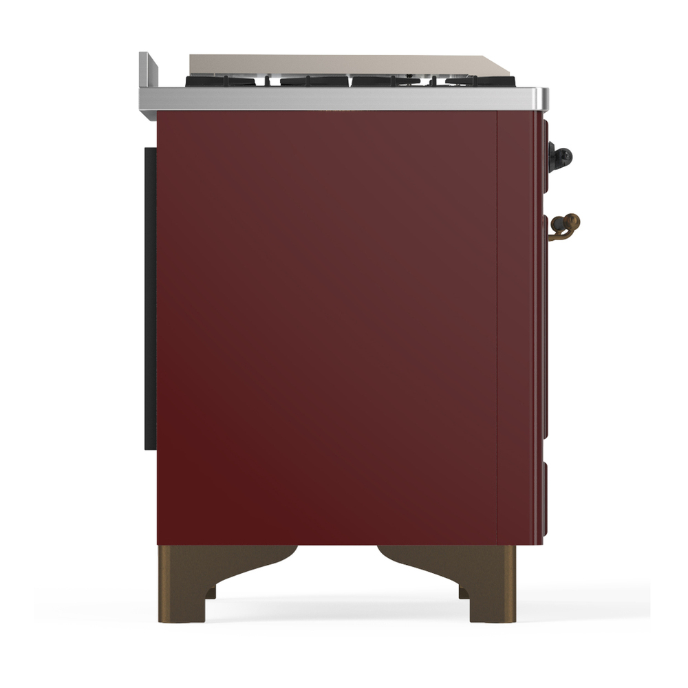 ILVE UMD40FNR3BUB Majestic III 40 inch Dual Fuel Range with 6 Burners and Griddle, Dual Function Burner up to 25,000 BTU (Natural Gas, Triple Glass Door, Burgundy, Burnished) 8 ILVE-UMD40FNR3BUB-Right Side View
