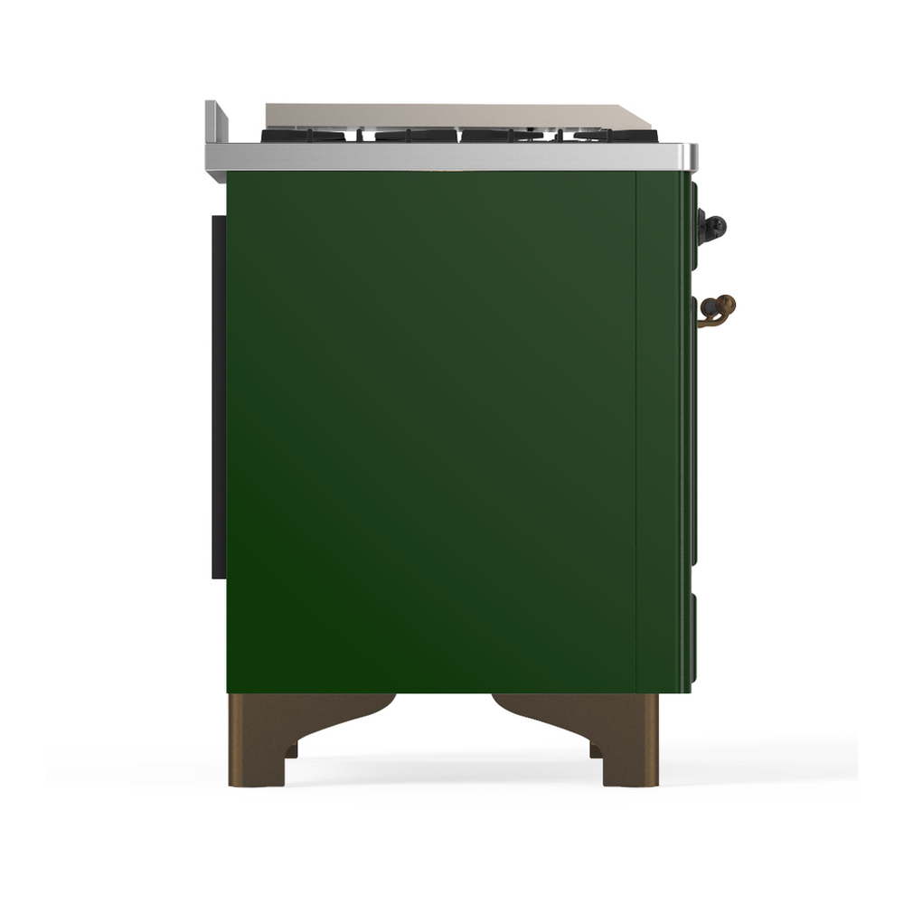 ILVE UMD40FNR3EGBLP Majestic III 40 inch Dual Fuel Range with 6 Burners and Griddle, Dual Function Burner up to 25,000 BTU (Liquid Propane, Triple Glass Door, Emerald Green, Burnished) 8 ILVE-UMD40FNR3EGBLP-Right Side View