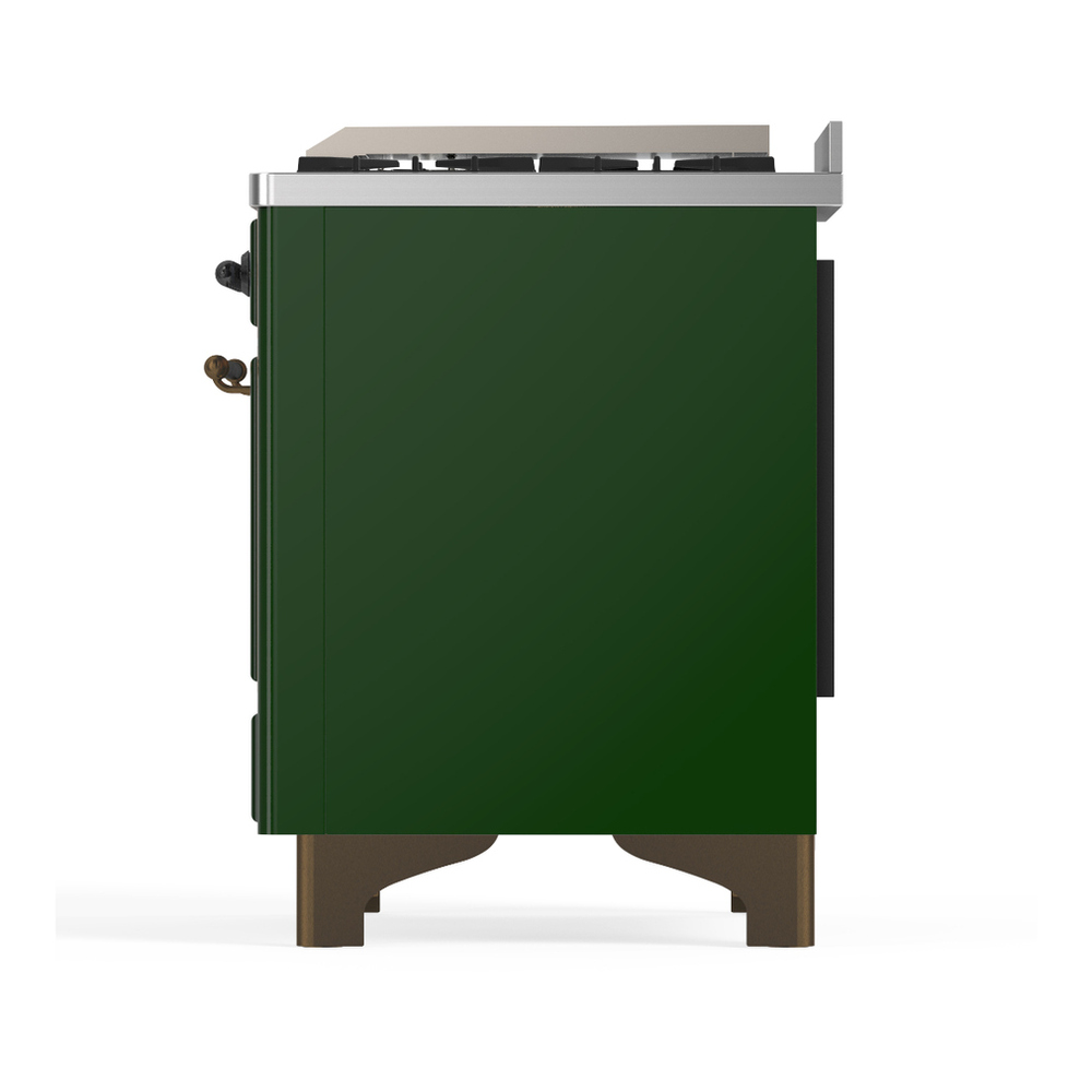 ILVE UMD40FNR3EGB Majestic III 40 inch Dual Fuel Range with 6 Burners and Griddle, Dual Function Burner up to 25,000 BTU (Natural Gas, Triple Glass Door, Emerald Green, Burnished) 9 ILVE-UMD40FNR3EGB-Left Side View