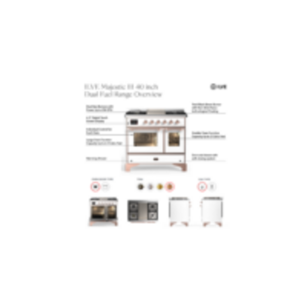 ILVE UMD40F Majestic III 40 inch Dual Fuel Range with 6 Burners and Griddle, Dual Function Burner up to 25,000 BTU