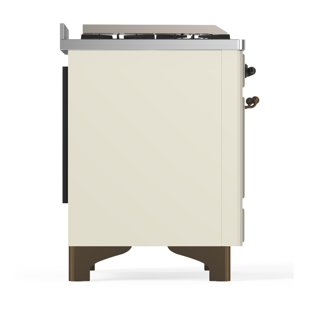 ILVE UMD40FQNR3AWB Majestic III 40 inch Dual Fuel Range with 6 Burners and Griddle, Dual Function Burner up to 25,000 BTU (Natural Gas, Solid Door, Antique White, Burnished) 8 ILVE-UMD40FQNR3AWB-Right Side View