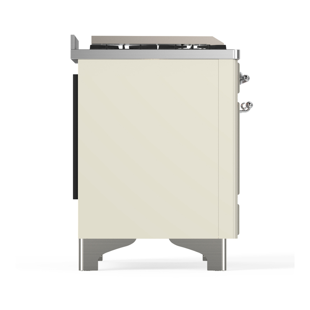 ILVE UMD40FQNR3AWC Majestic III 40 inch Dual Fuel Range with 6 Burners and Griddle, Dual Function Burner up to 25,000 BTU (Natural Gas, Solid Door, Antique White, Chrome) 8 ILVE-UMD40FQNR3AWC-Right Side View