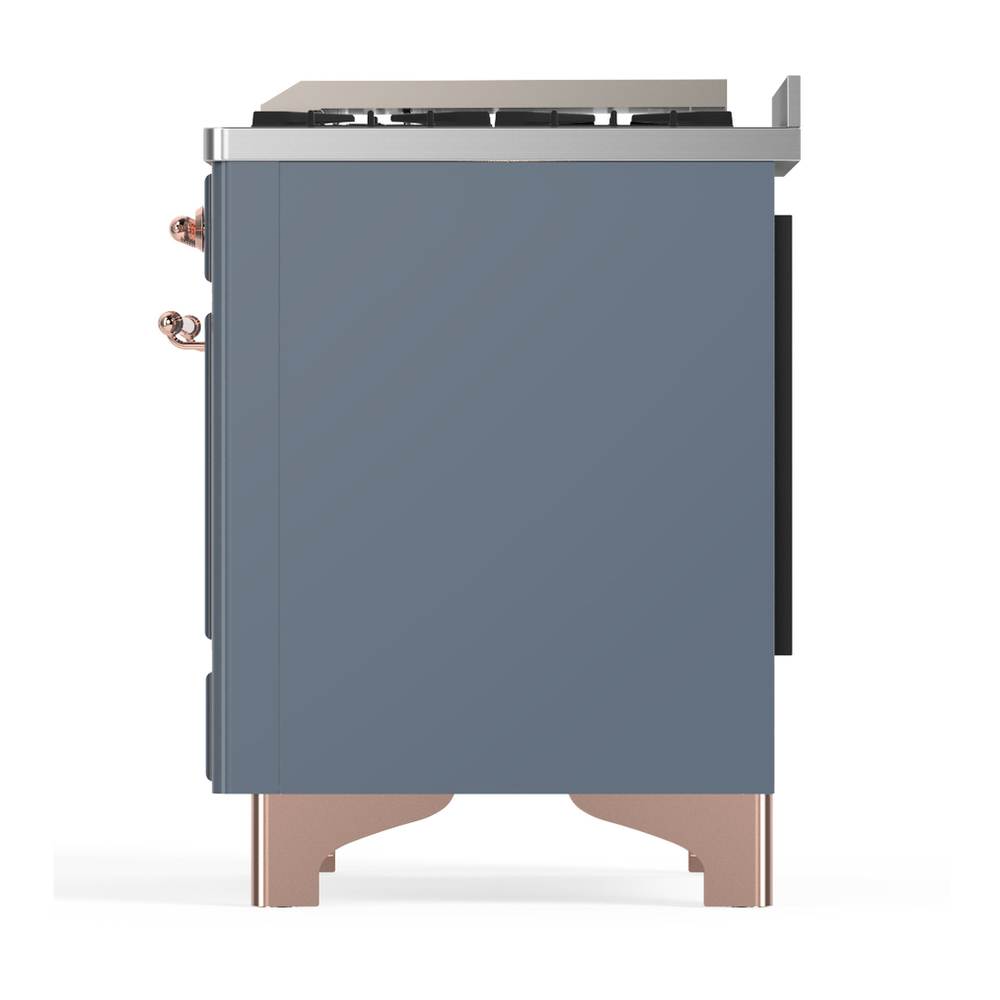 ILVE UMD40FQNR3BGP Majestic III 40 inch Dual Fuel Range with 6 Burners and Griddle, Dual Function Burner up to 25,000 BTU (Natural Gas, Solid Door, Blue Grey, Copper) 9 ILVE-UMD40FQNR3BGP-Left Side View