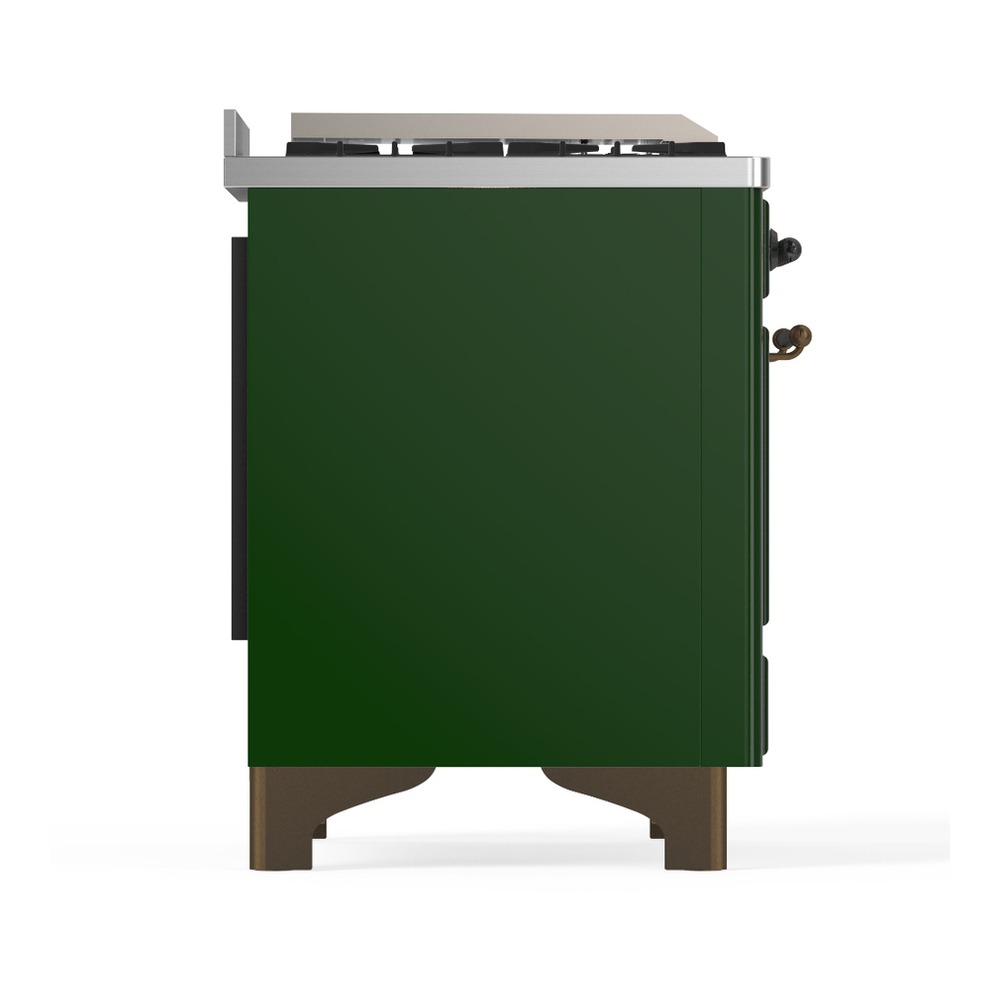ILVE UMD40FQNR3EGB Majestic III 40 inch Dual Fuel Range with 6 Burners and Griddle, Dual Function Burner up to 25,000 BTU (Natural Gas, Solid Door, Emerald Green, Burnished) 8 ILVE-UMD40FQNR3EGB-Right Side View