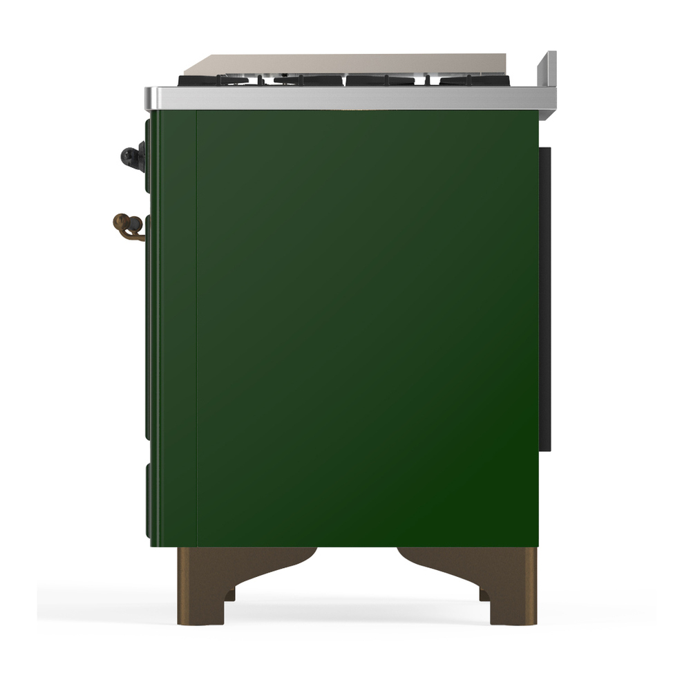 ILVE UMD40FQNR3EGB Majestic III 40 inch Dual Fuel Range with 6 Burners and Griddle, Dual Function Burner up to 25,000 BTU (Natural Gas, Solid Door, Emerald Green, Burnished) 9 ILVE-UMD40FQNR3EGB-Left Side View