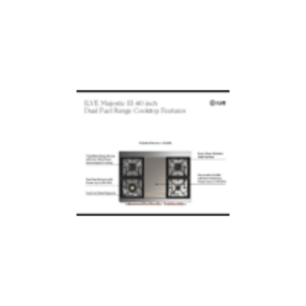 ILVE UMD40F Majestic III 40 inch Dual Fuel Range with 6 Burners and Griddle, Dual Function Burner up to 25,000 BTU