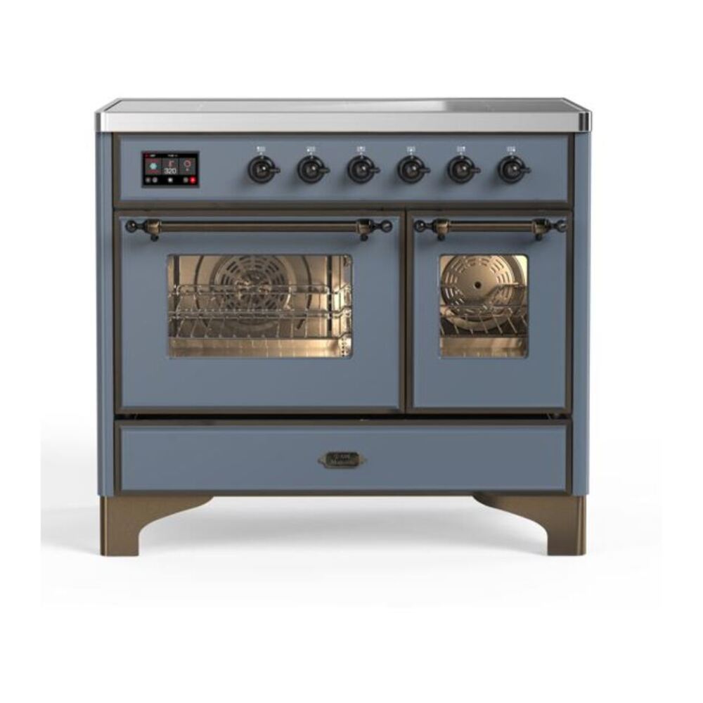 ILVE UMDI10NS3BGB Majestic II 40 inch Induction Range with 6 Elements, Booster Function, Bridge Control, Residual Heat Indicator (Triple Glass Door, Blue Grey, Burnished) 1 UMDI10NS3BGB