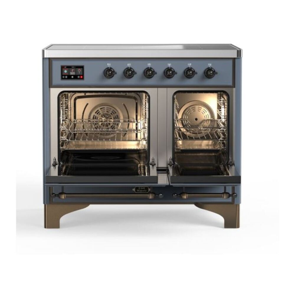ILVE UMDI10NS3BGB Majestic II 40 inch Induction Range with 6 Elements, Booster Function, Bridge Control, Residual Heat Indicator (Triple Glass Door, Blue Grey, Burnished) 6 ILVE_UMDI10NS3BGB_Majestic_II_40_Induction_Range_Top_Angle