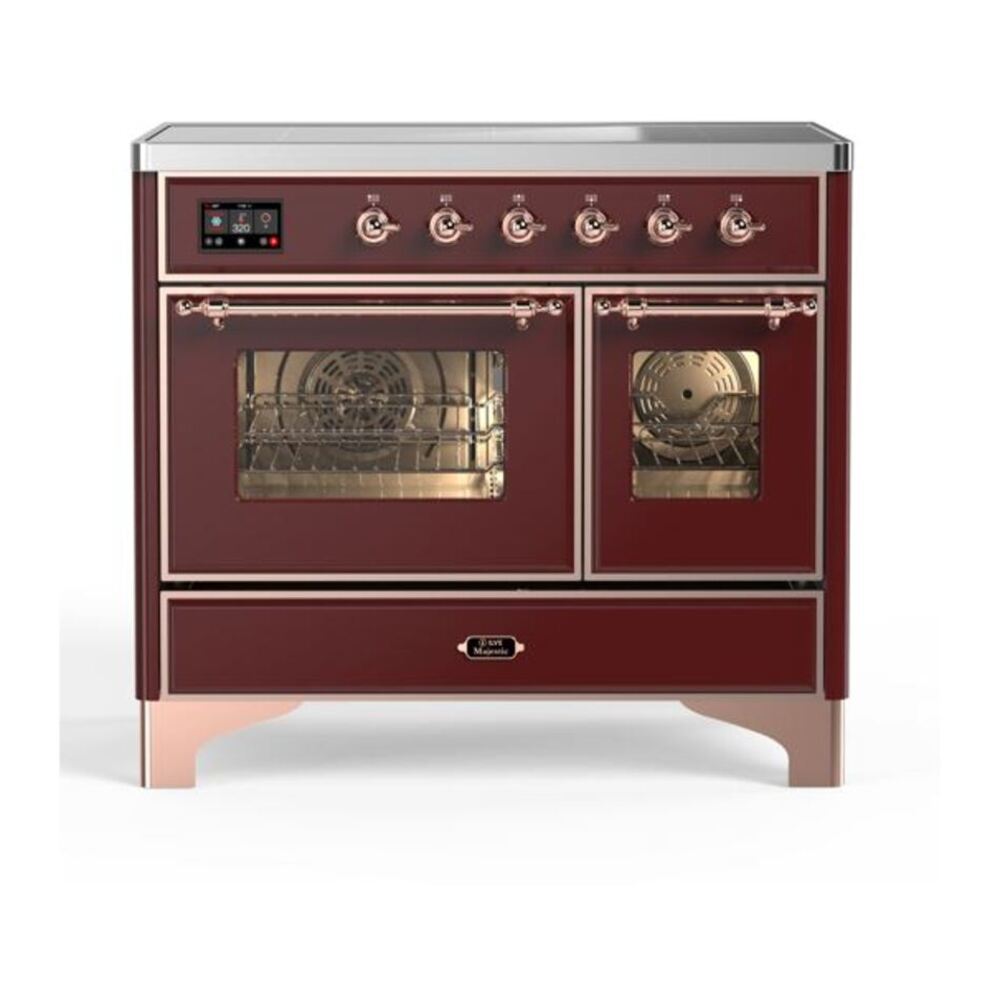 ILVE UMDI10NS3BUP Majestic II 40 inch Induction Range with 6 Elements, Booster Function, Bridge Control, Residual Heat Indicator (Triple Glass Door, Burgundy, Copper) 1 UMDI10NS3BUP