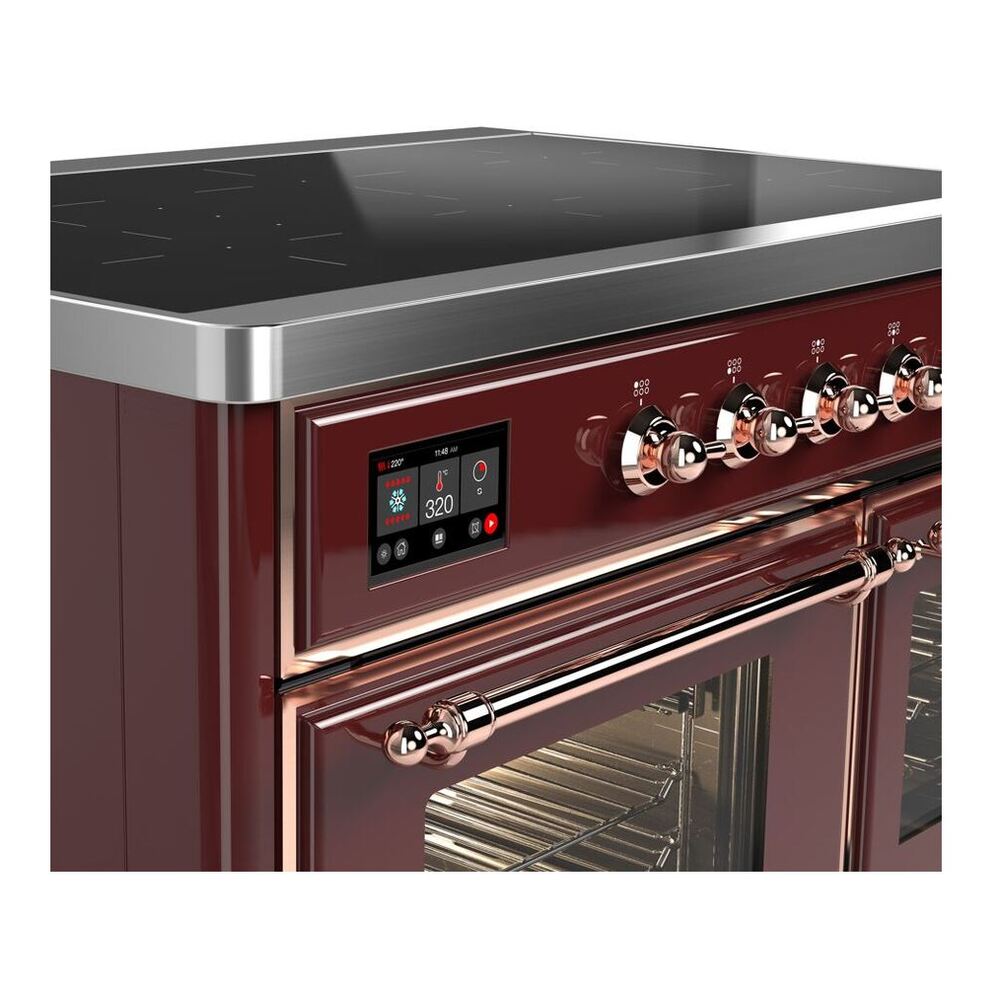 ILVE UMDI10NS3BUP Majestic II 40 inch Induction Range with 6 Elements, Booster Function, Bridge Control, Residual Heat Indicator (Triple Glass Door, Burgundy, Copper) 5 ILVE_UMDI10NS3BUP_Majestic_II_40_Induction_Range_Front_View