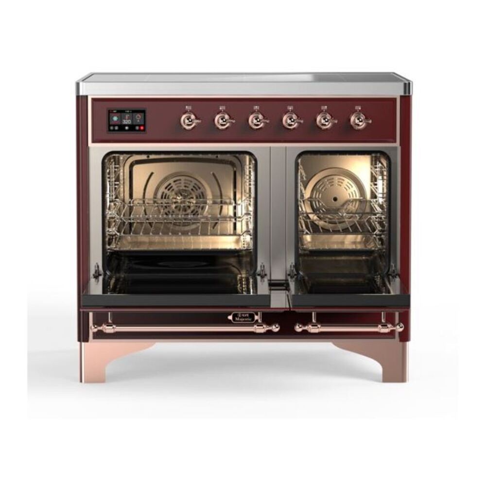 ILVE UMDI10NS3BUP Majestic II 40 inch Induction Range with 6 Elements, Booster Function, Bridge Control, Residual Heat Indicator (Triple Glass Door, Burgundy, Copper) 6 ILVE_UMDI10NS3BUP_Majestic_II_40_Induction_Range_Top_Angle