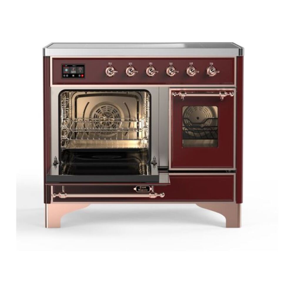 ILVE UMDI10NS3BUP Majestic II 40 inch Induction Range with 6 Elements, Booster Function, Bridge Control, Residual Heat Indicator (Triple Glass Door, Burgundy, Copper) 7 ILVE_UMDI10NS3BUP_Majestic_II_40_Induction_Range_Left_Angle