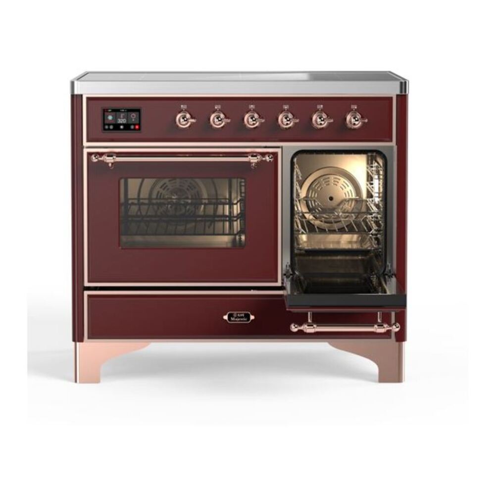 ILVE UMDI10NS3BUP Majestic II 40 inch Induction Range with 6 Elements, Booster Function, Bridge Control, Residual Heat Indicator (Triple Glass Door, Burgundy, Copper) 8 ILVE_UMDI10NS3BUP_Majestic_II_40"_Induction_Range_Right_Angle
