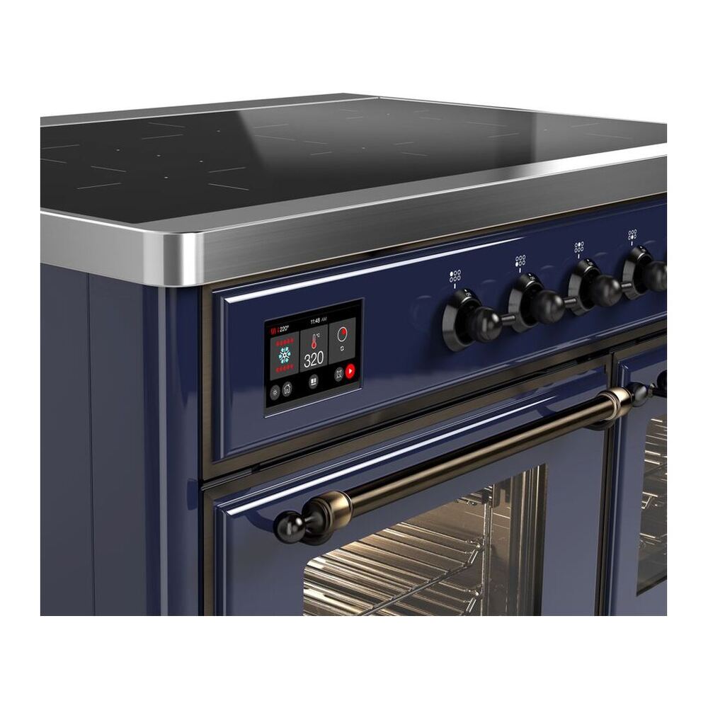 ILVE UMDI10NS3MBB Majestic II 40 inch Induction Range with 6 Elements, Booster Function, Bridge Control, Residual Heat Indicator (Triple Glass Door, Midnight Blue, Burnished) 5 ILVE_UMDI10NS3MBB_Majestic_II_40_Induction_Range_Front_View